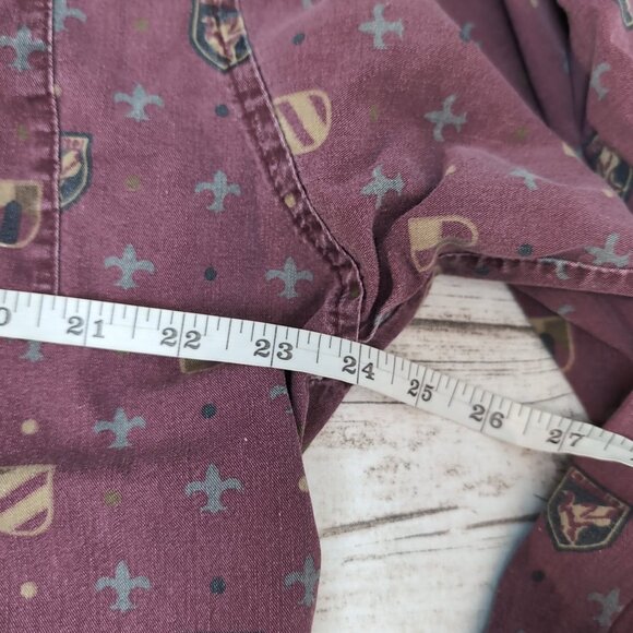Ducks Unlimited Button-Down Shirt Burgundy Crest Pattern Cotton – Men’s M - Picture 4 of 7